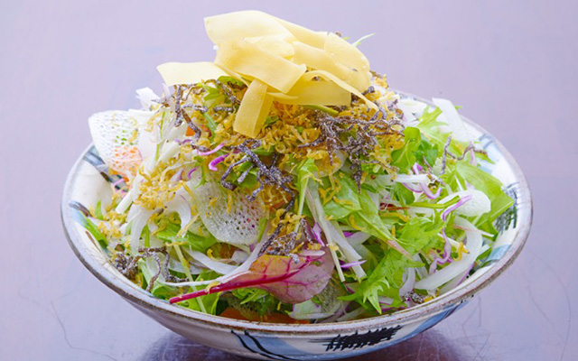 京水菜とちりめんジャコのサラダ風